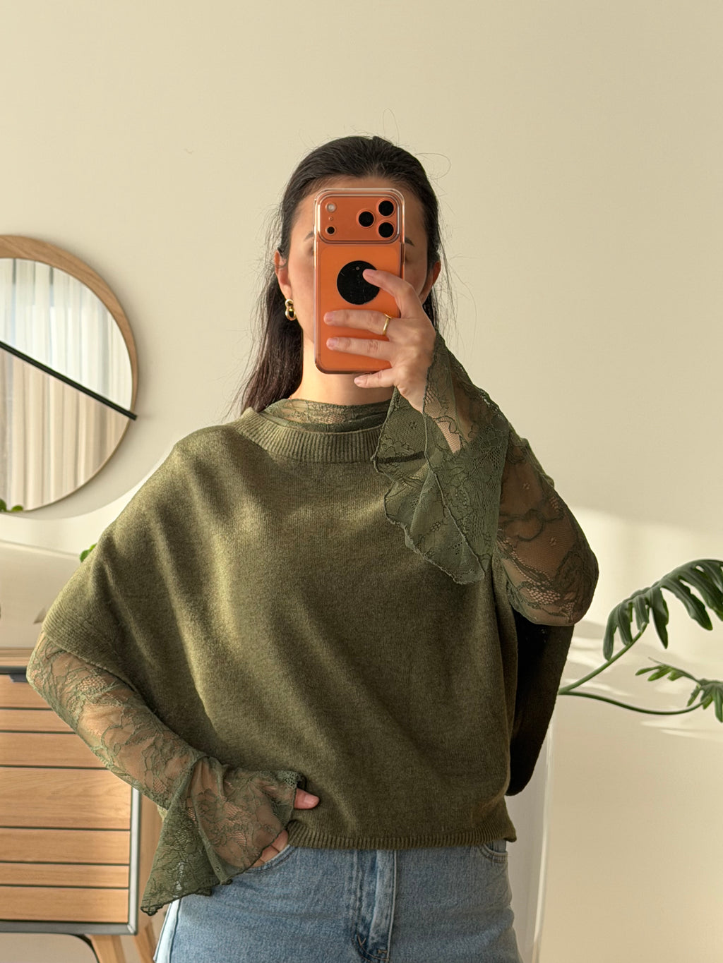 Pull sans manche Kaki