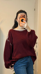 Pull Perle Bordeaux