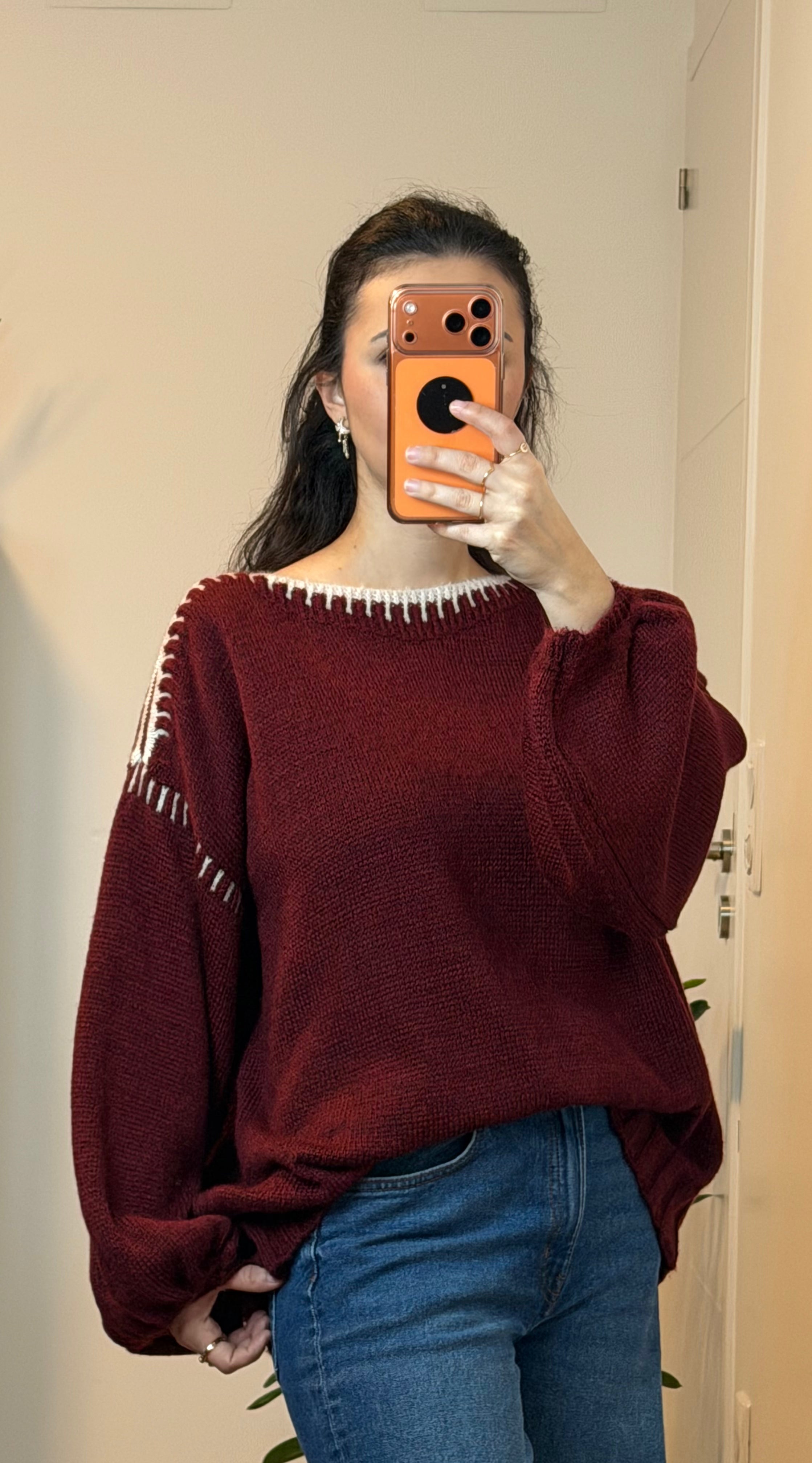 Pull Perle Bordeaux