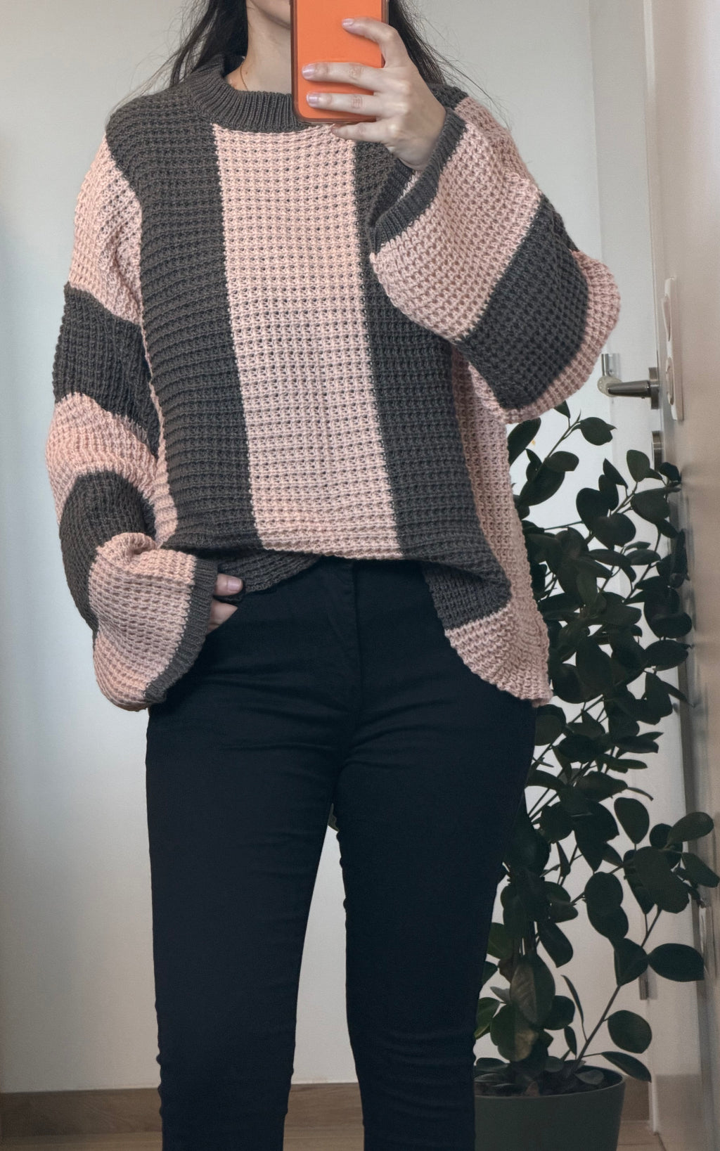 Pull Bi-couleur Rose