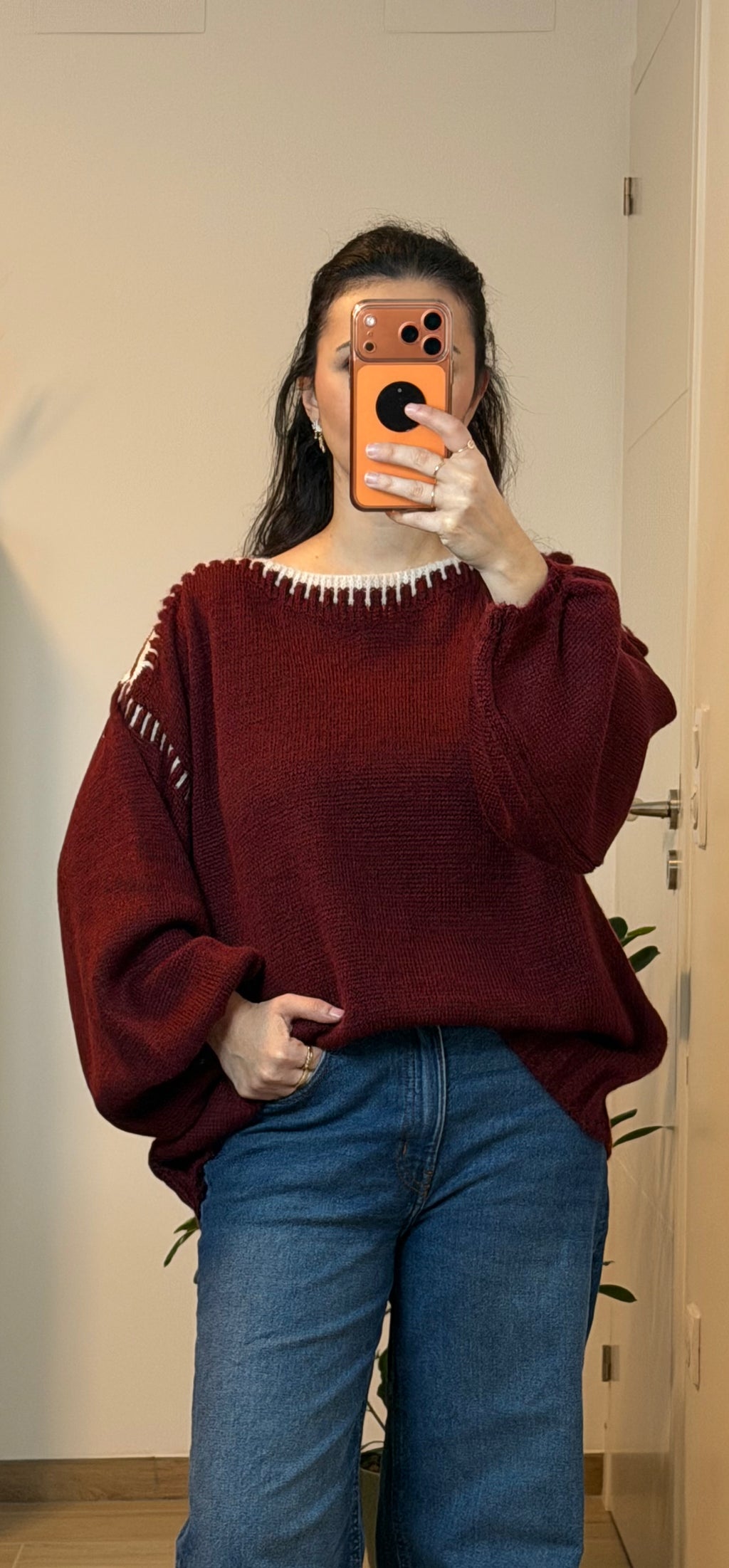 Pull Perle Bordeaux