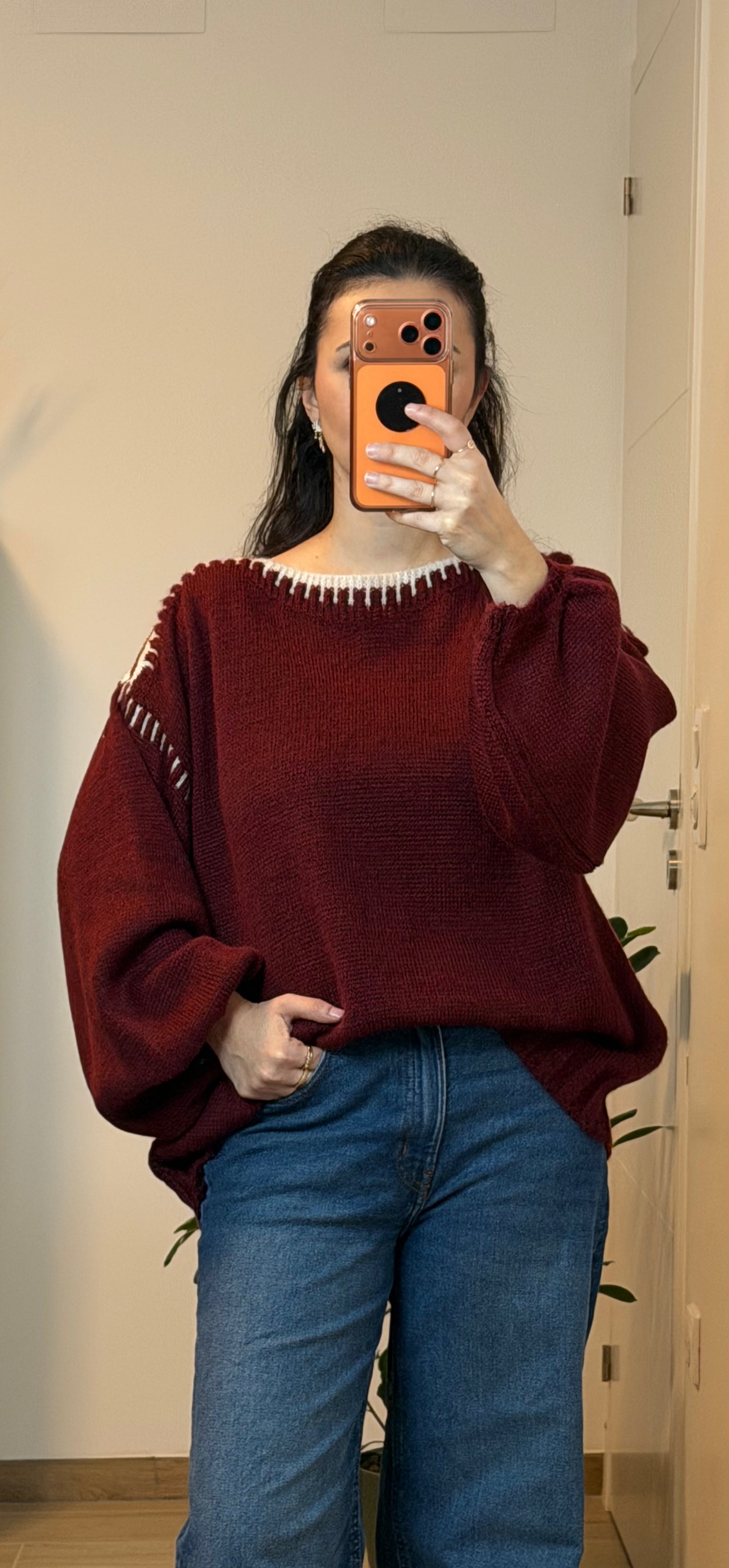 Pull Perle Bordeaux