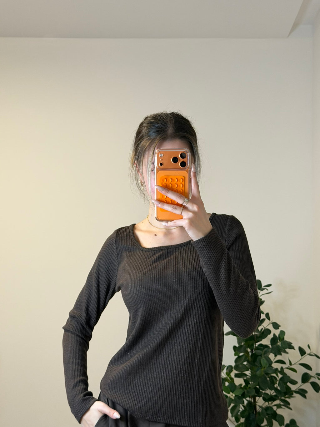 Top scintillant Marron