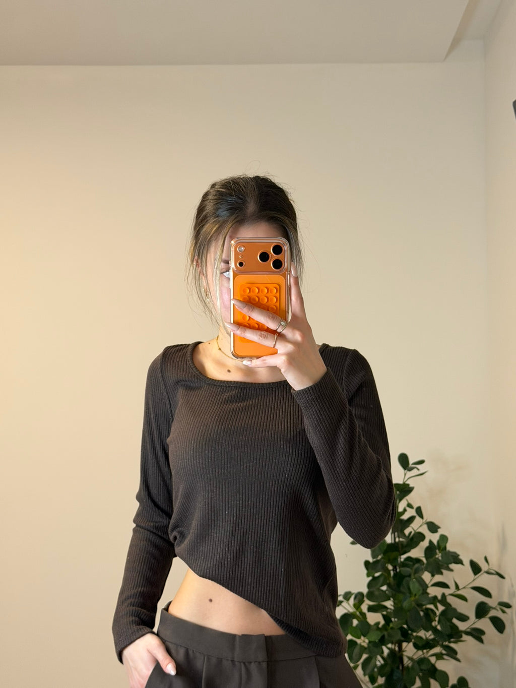 Top scintillant Marron