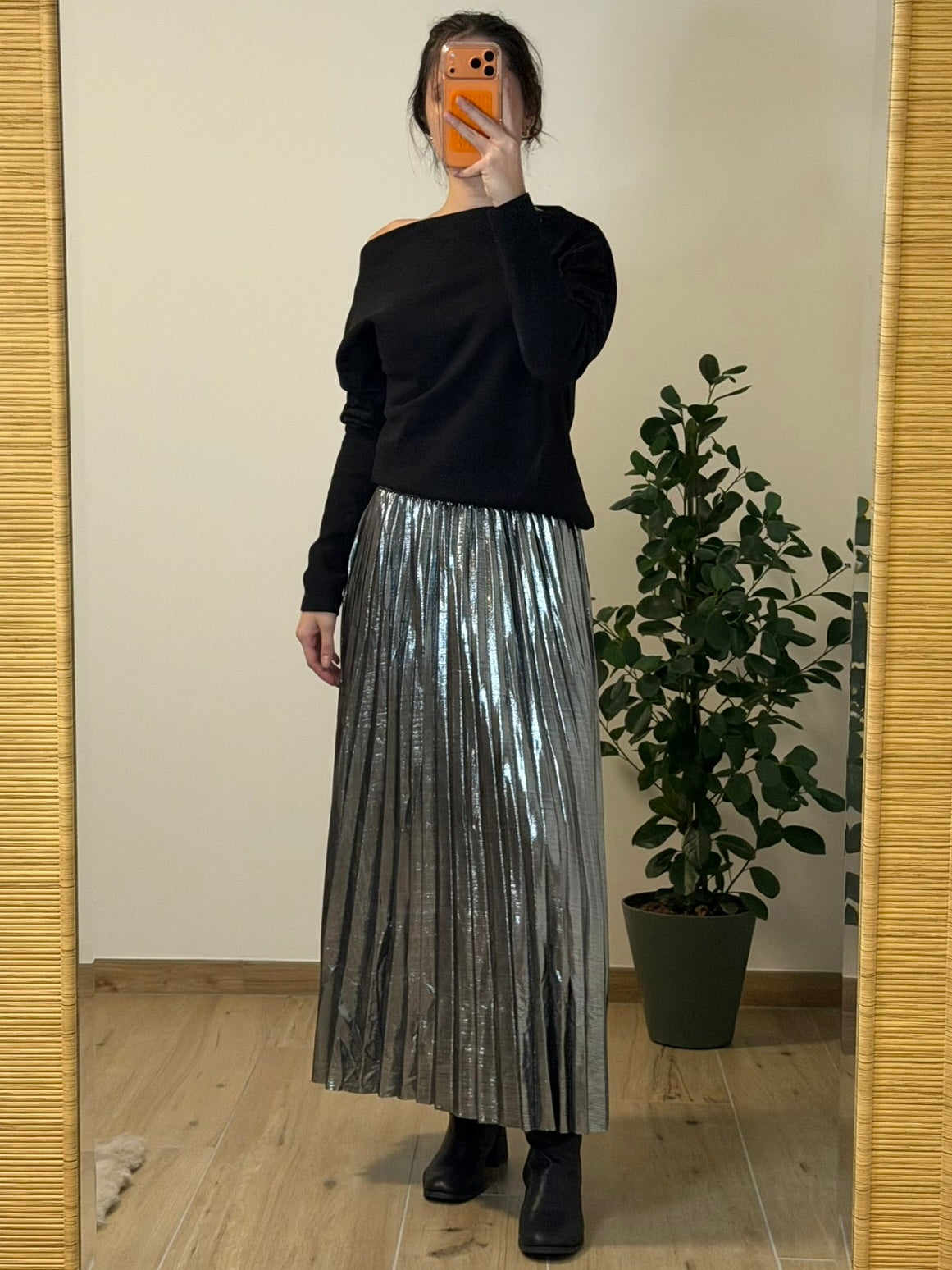 Jupe plissé métallisée