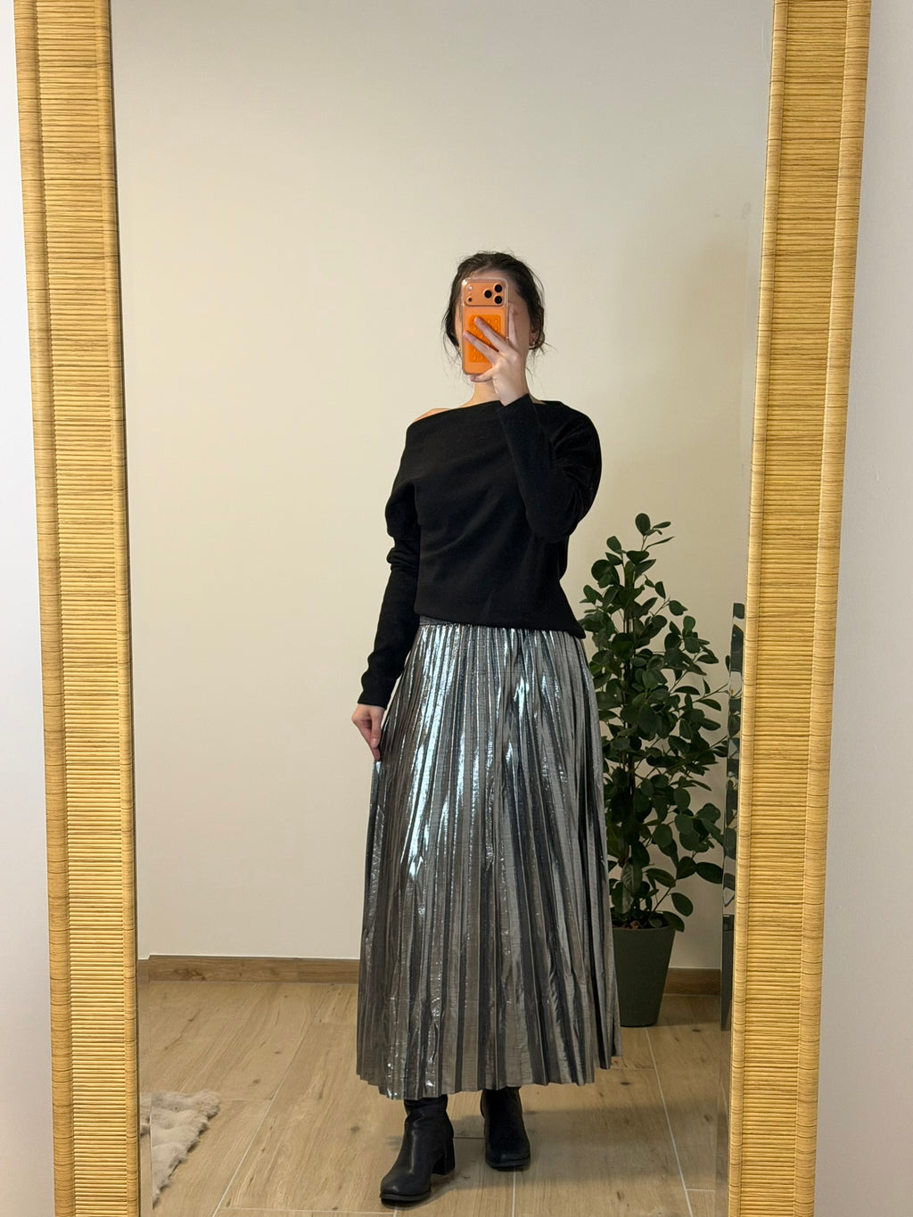 Jupe plissé métallisée
