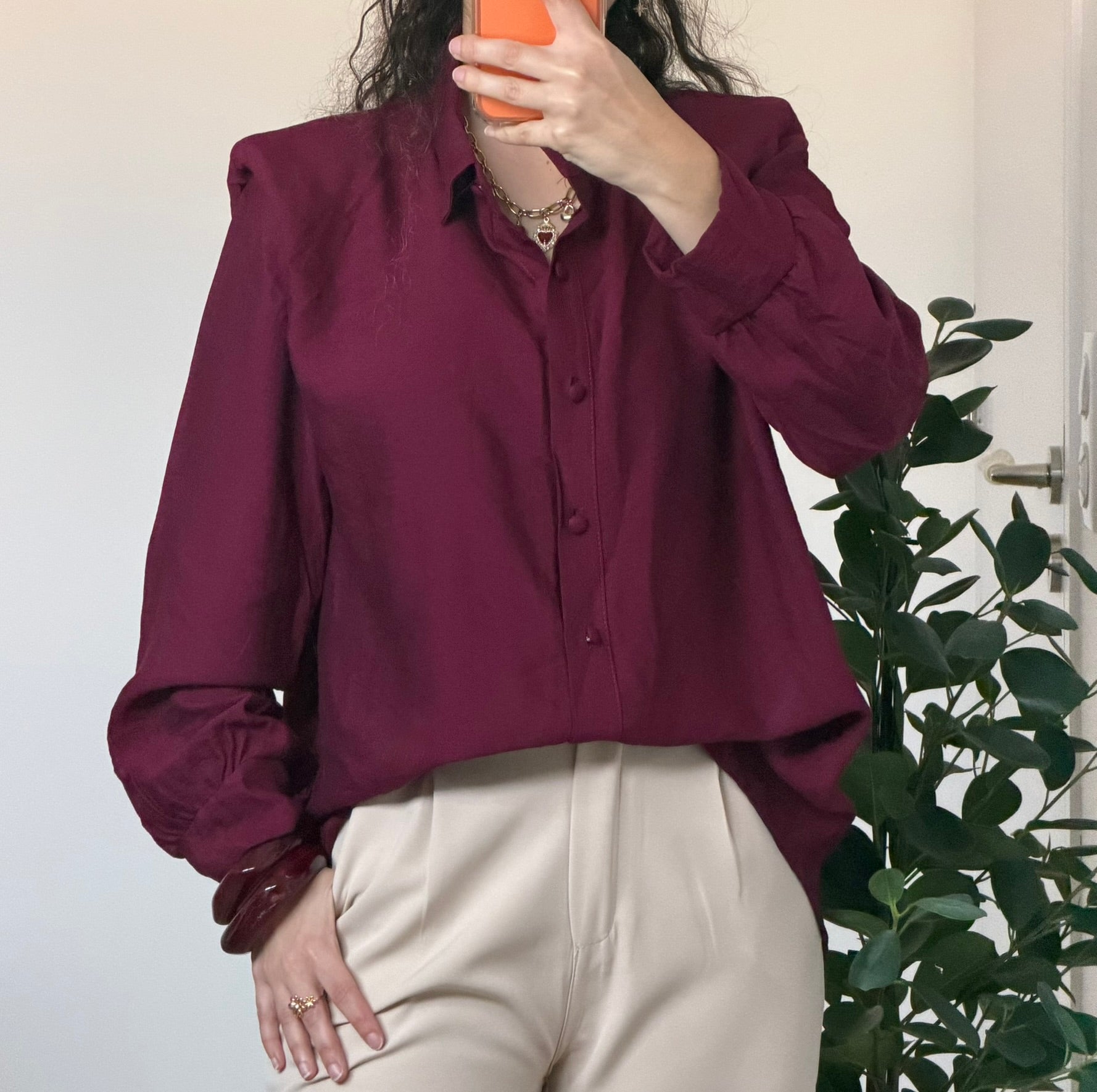 Chemise à épaules structurées Bordeaux